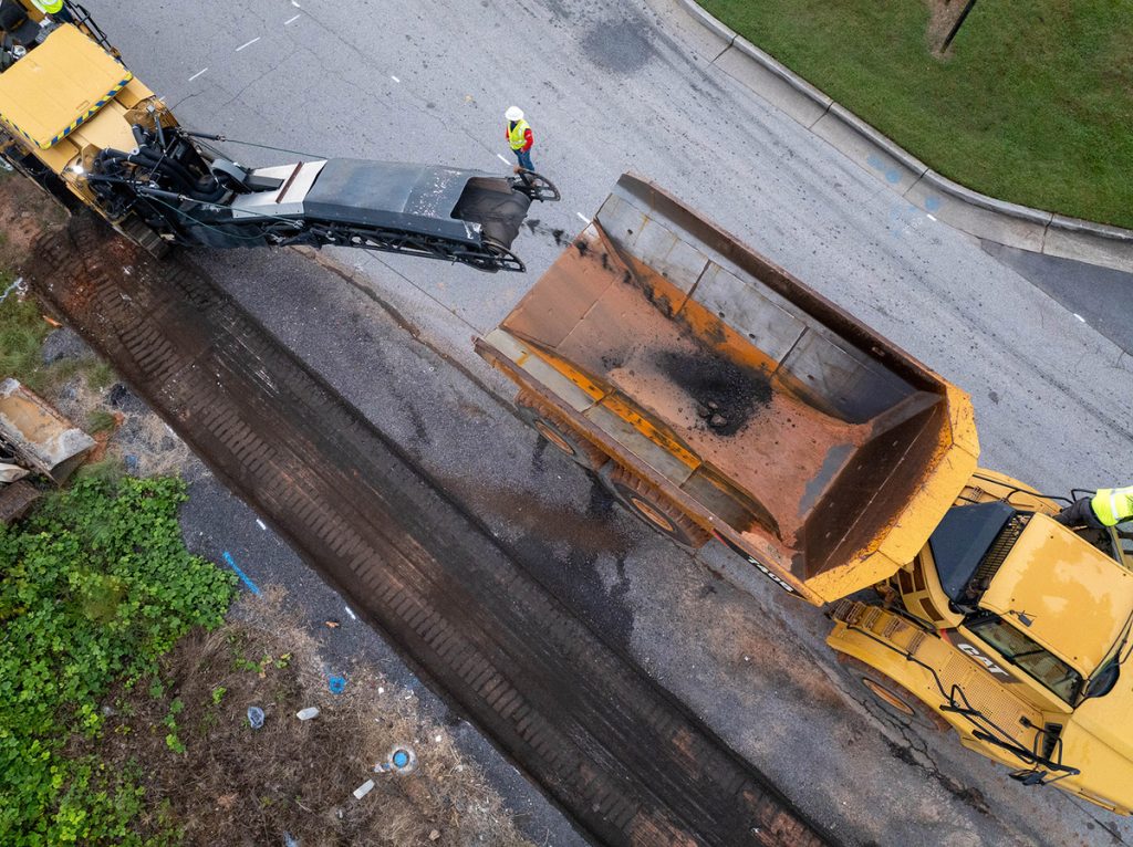 Edge Milling - Major League Milling Paving Machine Top Down View