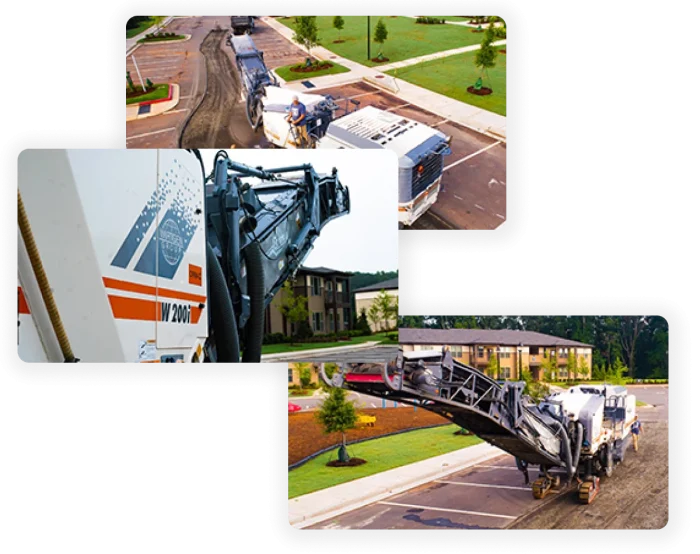 collage of three images of w200i wirtgen cold milling machine